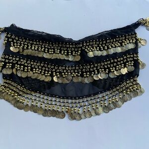 Black and Gold Coin Hip Scarf